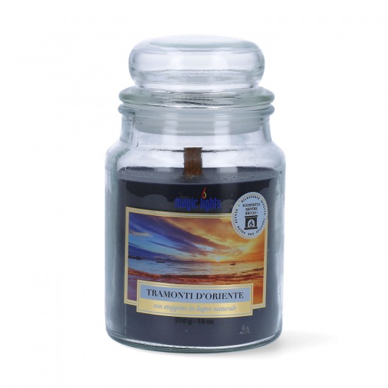 Magic Lights Sandalwood aromātiskā svece ar koka degli burciņā 510g