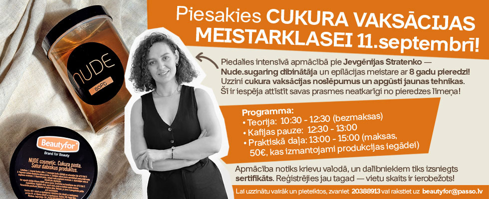 Cukura vaksācijas meistarklase Beautyfor Nude 11.09.2025
