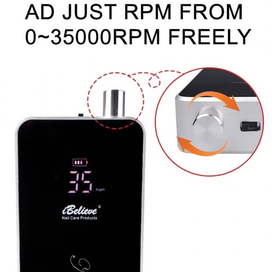 Elektriskā nagu frēze TP322 melna 80W 35 000 apg./min.