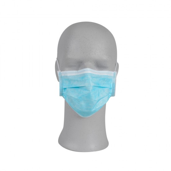 Vienreizlietojamās 3-slāņu sejas aizsargmaskas zilas 50 gab.