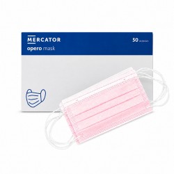 Mercator Opero vienreizlietojamas 3-slāņu medicīniskās sejas maskas rozā 50gb