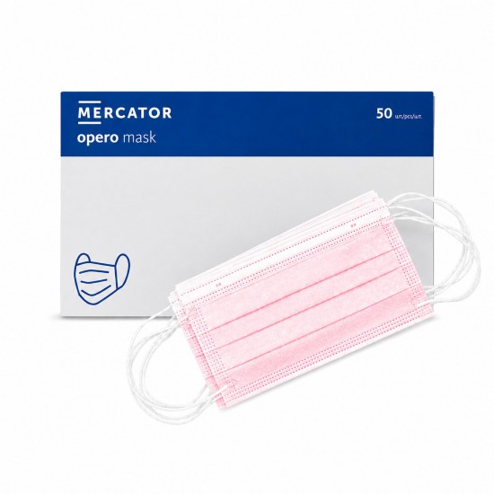 Mercator Opero vienreizlietojamas 3-slāņu medicīniskās sejas maskas rozā 50gb
