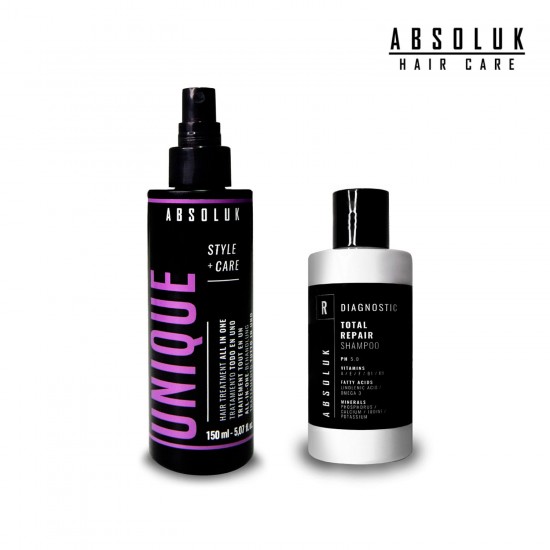 Absoluk Style Care Unique hair treatment All in One 150ml + Absoluk Diagnostic Total Repair Shampoo 100ml