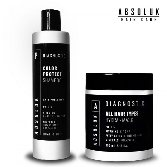 Absoluk Diagnostic Color Protect Shampoo 300ml + Absoluk Diagnostic All Hair Types Hydra-Mask 250ml