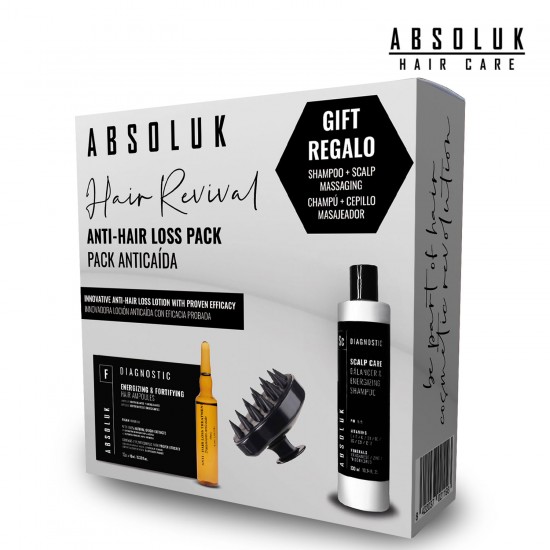 Absoluk Kit Hair Revival komplekts - ampulasа matiem + šampūns + ķemme