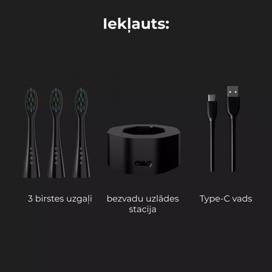 Aeno Sonic DB2S viedā elektriskā zobu birste melna 12 režīmi