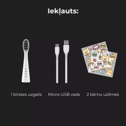 Aeno Sonic DB7 bērnu elektriskā zobu birste sudraba-balta 3 režīmi