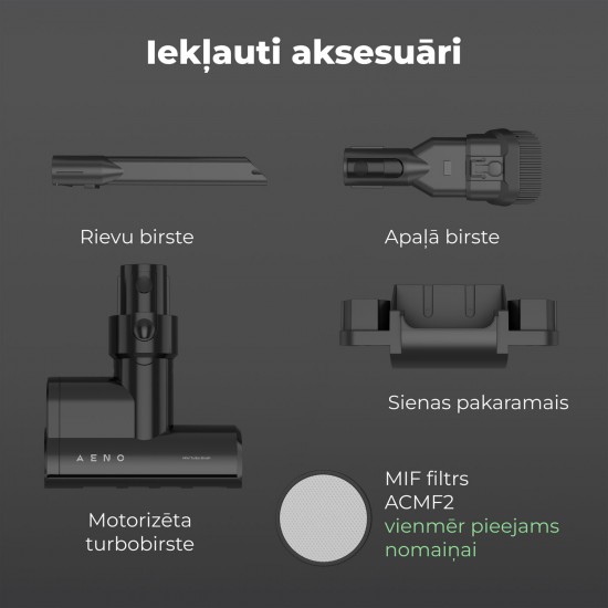 Aeno CS2 bezvadu putekļsūcējs ar saliekamo cauruli ASC0002 530W