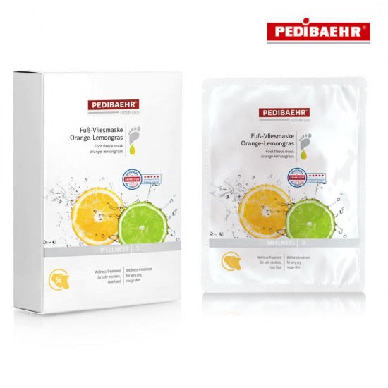 Pedibaehr Fuß-Vliesmaske Orange-Lemongras flīsa pēdu maska 1 pāris                                                                                                                                                                                             