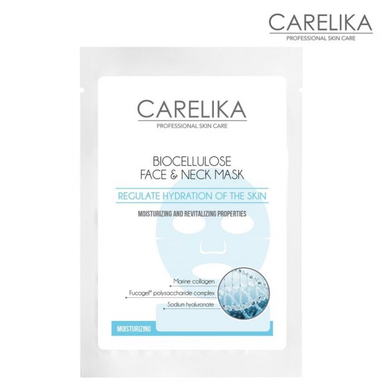 Carelika Biocellulose Face & Neck Mask Moisturizing biocelulozes sejas un kakla maska mitrinoša ar kolagēnu 18ml