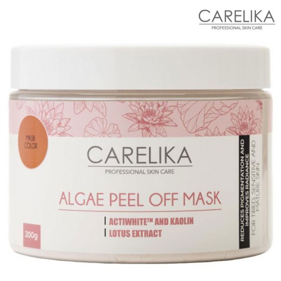 Carelika Algae Peel Off Mask Actiwhite Kaolin Lotus Extract aļģu pulvera maska ar lotusa ekstraktu 200g