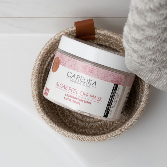 Carelika Algae Peel Off Mask Actiwhite Kaolin Lotus Extract aļģu pulvera maska ar lotusa ekstraktu 200g