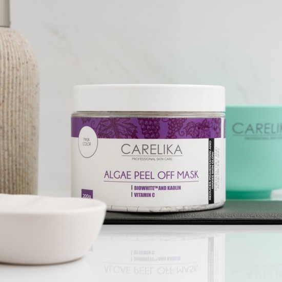 Carelika Algae Peel Off Mask Biowhite Kaolin aļģu pulvera maska ar vitamīnu C 200g