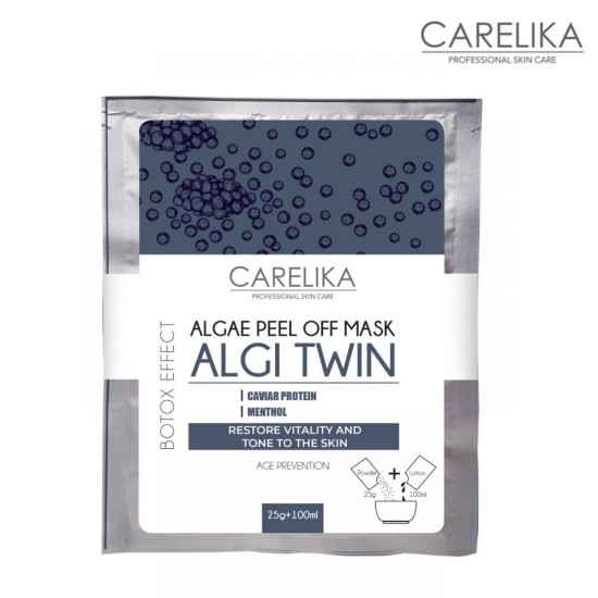 Carelika Algae Peel Off Mask Algi Twin pretnovecošanās maska ar botoksa efektu pūlveris 25g + losjons 100ml