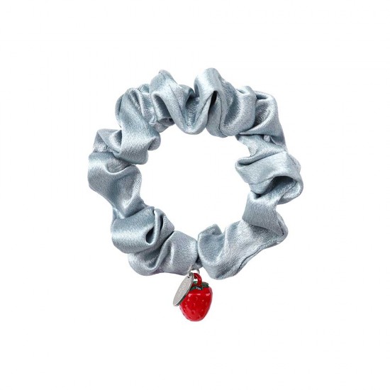 Fruit charm hair scrunchie metal blue with strawberry