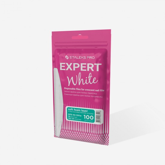 Staleks Pro Expert DFE-40-100W baltas vienreizlietojamās nomaināmās vīles pusmēness pamatnei 100 grit 30gb 