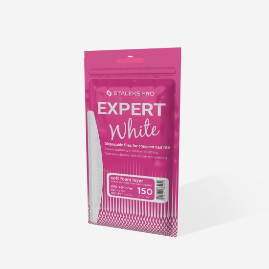 Staleks Pro Expert DFE-40-150W baltas vienreizlietojamās nomaināmās vīles pusmēness pamatnei 150 grit 30gb 