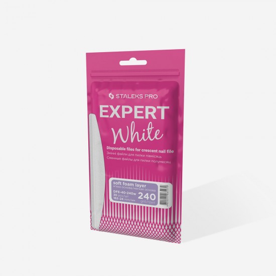 Staleks Pro Expert DFE-40-240W baltas vienreizlietojamās nomaināmās vīles pusmēness pamatnei 240 grit 30gb 