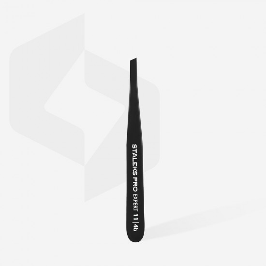 Staleks Pro Expert TE-11/4B uzacu pincete melna ar šauru slīpumu
