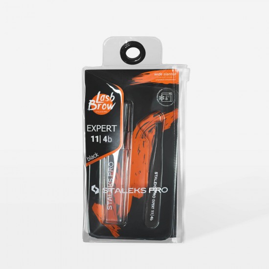 Staleks Pro Expert TE-11/4B uzacu pincete melna ar šauru slīpumu
