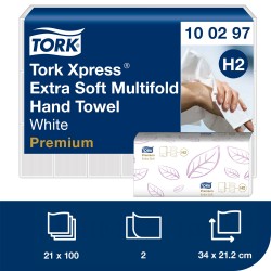 Tork H2 Xpress Premium Extra Soft roku dvieļi Z-veida 100gab. Tork H2 Xpress Premium Extra Soft roku dvieļi Z-veida 100gab.