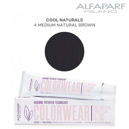 AlfaParf Color Wear краска для волос Cool Naturals 4 Medium Natural Brown 60мл