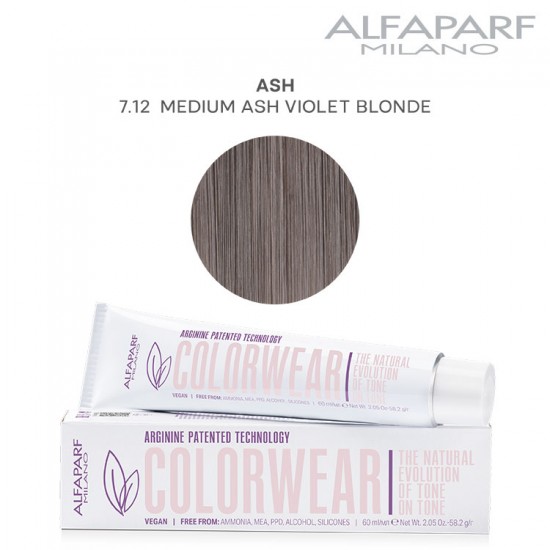 AlfaParf Color Wear matu krāsa Ash 7.12 Medium Ash Violet Blonde 60ml