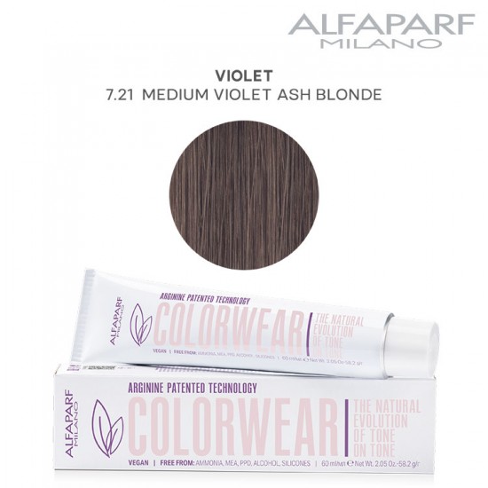AlfaParf Color Wear краска для волос Violet 7.21 Medium Violet Ash Blonde 60мл