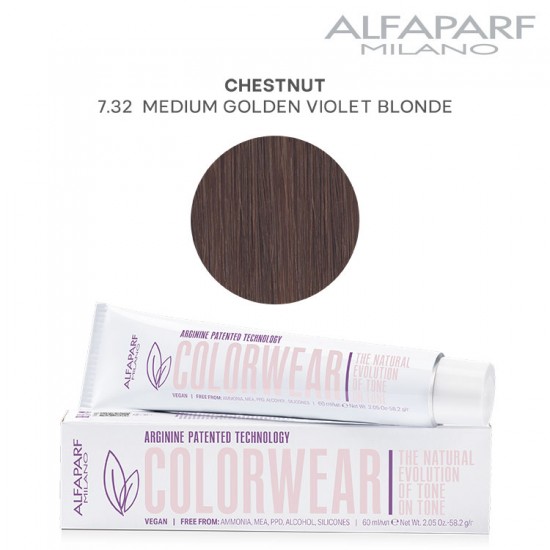 AlfaParf Color Wear краска для волос Chestnut 7.32 Medium Golden Violet Blonde 60мл