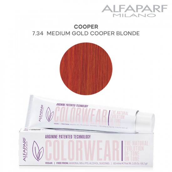 AlfaParf Color Wear matu krāsa Cooper 7.34 Medium Gold Cooper Blonde 60ml