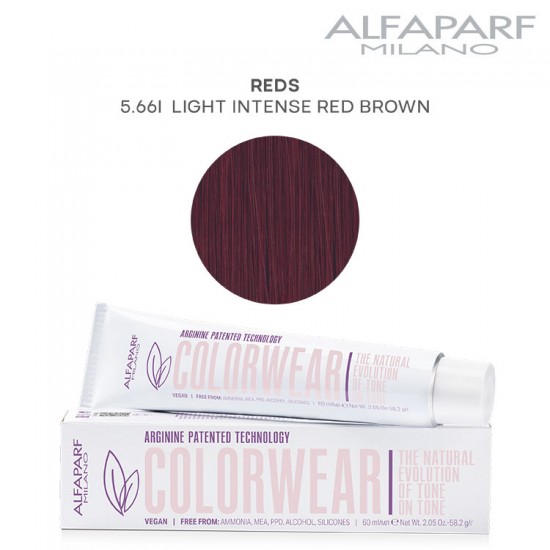 AlfaParf Color Wear краска для волос Reds 5.66i Light Intense Red Brown 60мл