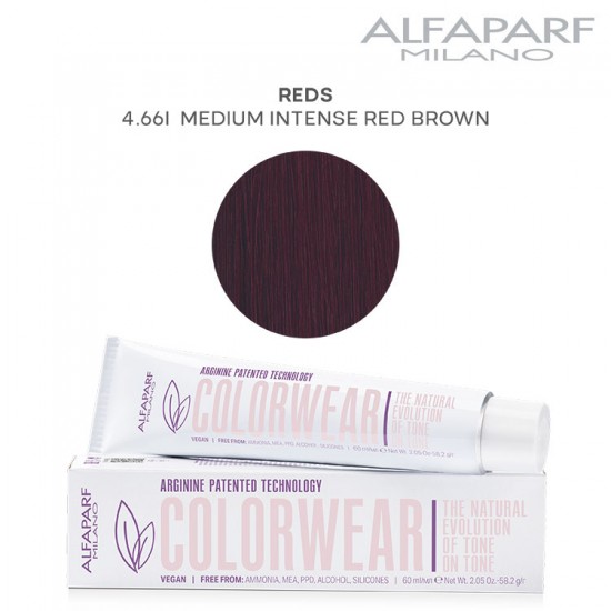 AlfaParf Color Wear краска для волос Reds 4.66i Medium Intense Red Brown 60мл