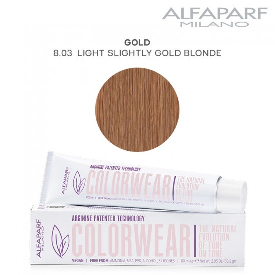 AlfaParf Color Wear краска для волос Gold 8.03 Light Slightly Gold Blonde 60мл