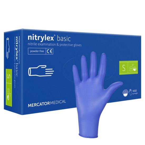 Zili nitrila cimdi Nitrylex bez pūdera S 100gab. Zili nitrila cimdi Nitrylex bez pūdera S 100gab.