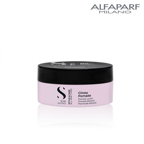 AlfaParf Semi Di Lino Style&Care Glossy Pomade vasks ar stipru fiksāciju matu spīdumam 90ml