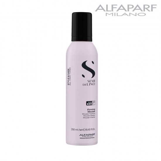 Alfaparf Semi Di Lino Style&Care Firming Mousse stipras fiksācijas putas ar termoaizsardzību matu apjoma piešķiršanai 250ml