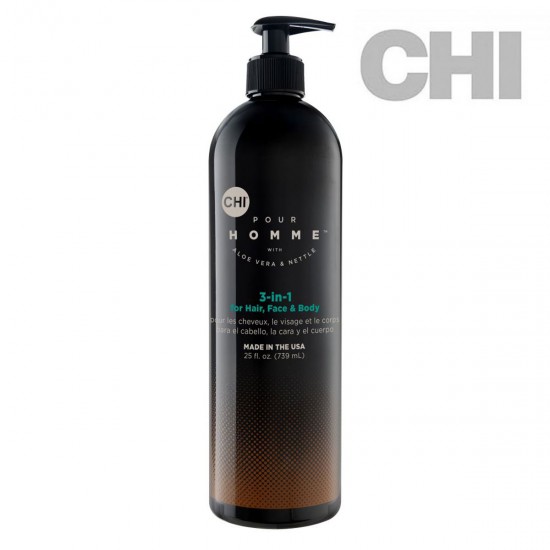 CHI Pour Homme 3-in-1 mazgāšanas gels matiem, sejai un ķermenim 739ml