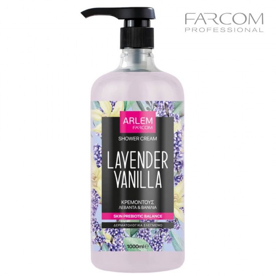 Farcom Arlem Lavender Vanilla barojošs dušas krēms ar prebiotikām un vitamīnu kompleksu 1L