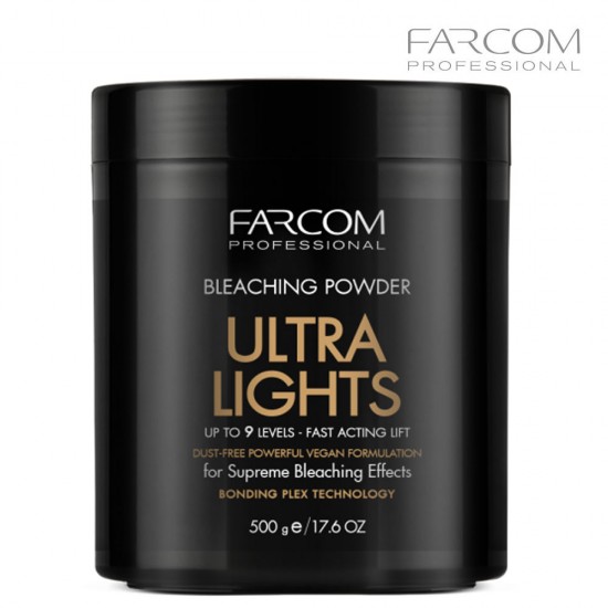 Farcom Ultra Lights matu balināšanas pulveris balts balināšanai līdz 9 līmeņiem 500g