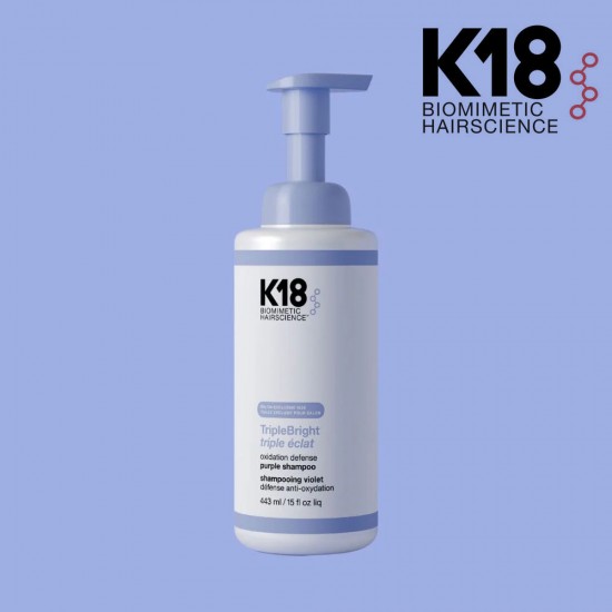 K18 TripleBright Purple Shampoo violetais šampūns-putas blondiem matiem 443ml