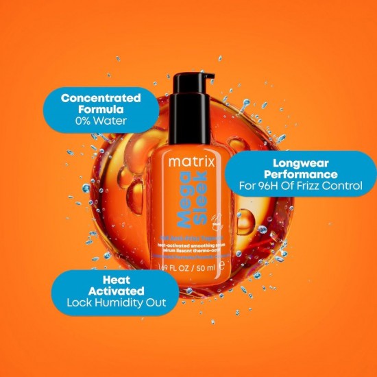 Matrix Mega Sleek 96h Anti-Frizz Topcoat serums matu nogludināšanai 50ml