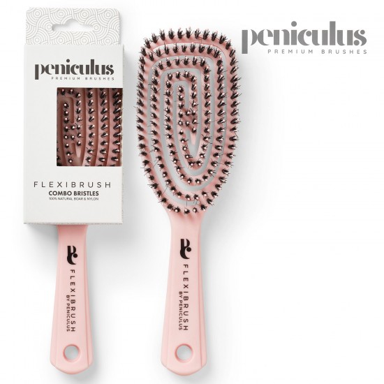 Peniculus Flexibrush Pastel Pink matu ķemme ar kombinētiem sariem mežacūka+neilons