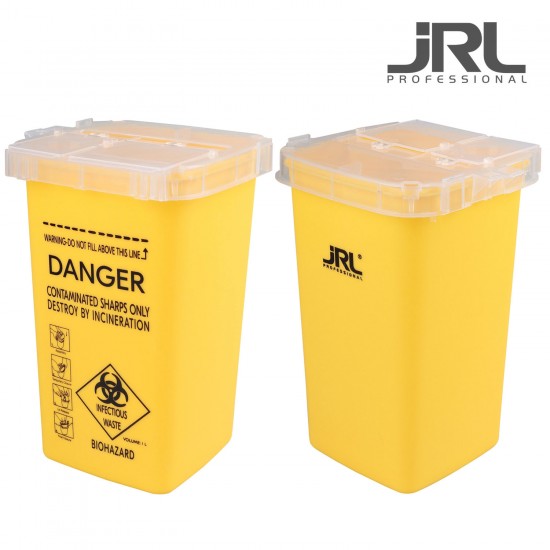 JRL Container Yellow konteiners izlietoto skuvekļa asmeņu un citu asu instrumentu utilizācijai