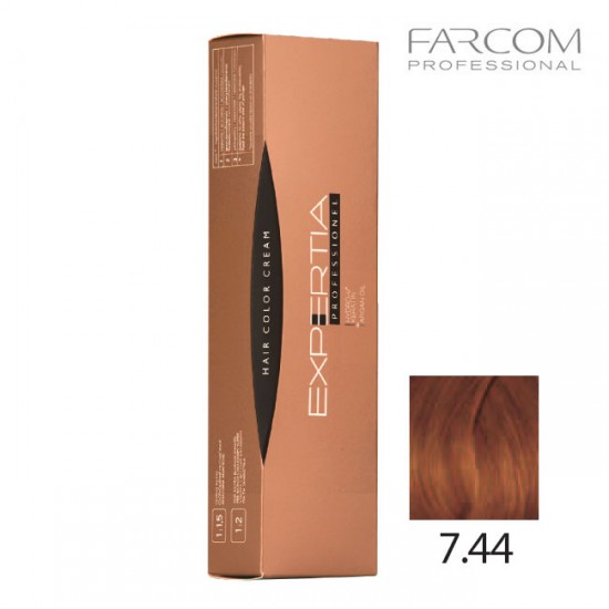 Farcom Expertia permanenta matu krēmkrāsa 100ml 7.44-IN Intense copper blonde