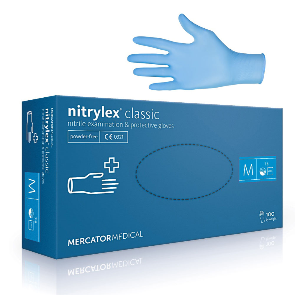 Нитриловые перчатки Nitrylex голубые M 100шт.