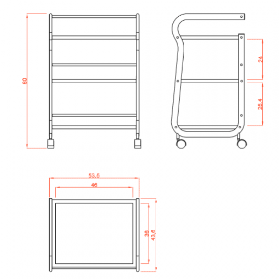 Beauty Salon Trolley with Shelves "1013"