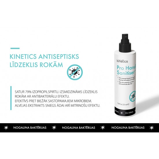 Kinetics antiseptisks līdzeklis rokām 225ml Kinetics antiseptisks līdzeklis rokām 225ml