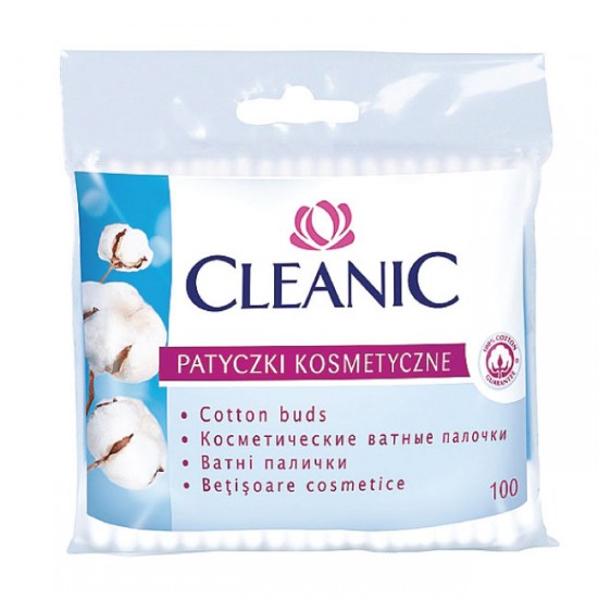 Vates kociņi Cleanic maisiņā 100 gab. Vates kociņi Cleanic maisiņā 100 gab.